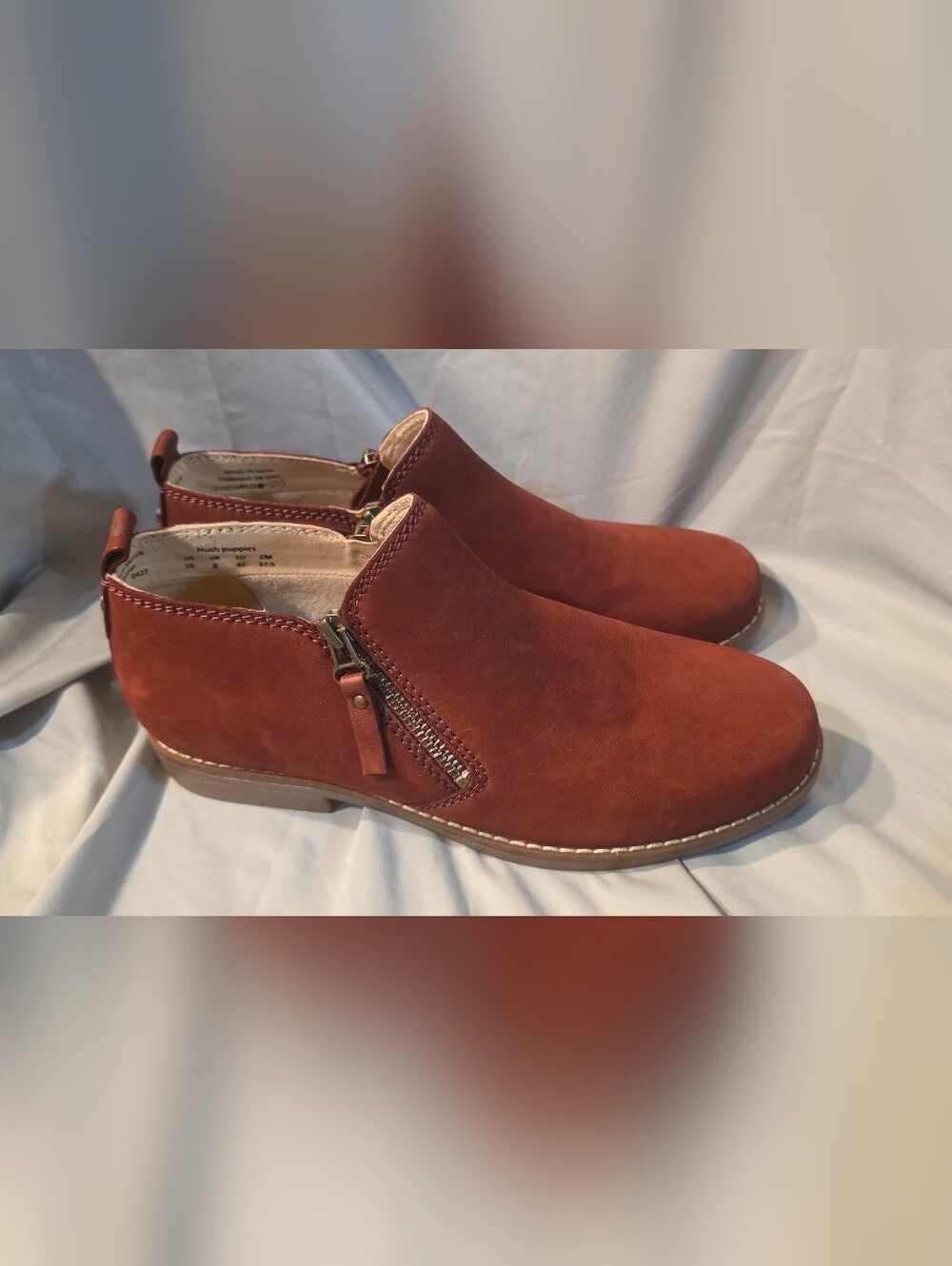 Hush Puppies Mazin Cayto Ankle Boot Nubuck Ginger Women Size 10 NWOB Defect
